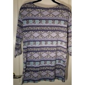 Blue Aztec 3/4 sleeve knit shirt